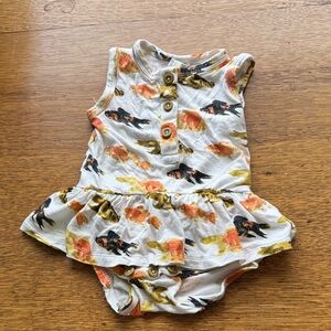 Kate Quinn Goldfish skirted onesie, 3-6m